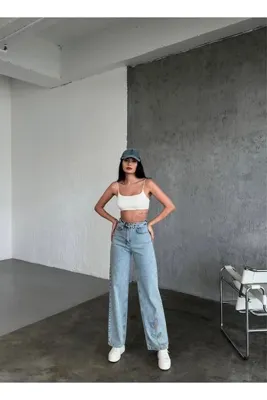 SOLİS MODA Kadın denim pantolon nakış detaylı