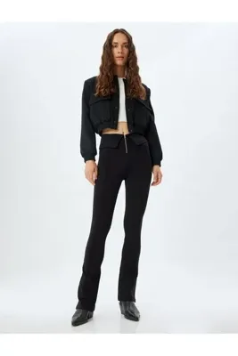 Koton İspanyol Paça Tayt Pantolon Fermuar Detaylı Slim Fit