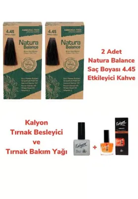 Natura Balance SAÇ BOYASI 4.45 ETKİLEYİCİ KAHVE 2 ADET + KALYON TIRNAK BESLEYİCİ VE BAKIM YAĞI