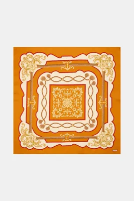 Vakko TURUNCU OBJE DESENLİ TWILL EŞARP