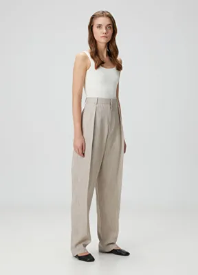 Bottega Veneta Gri Pileli Pantolon