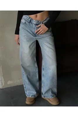 komera Baggy kar yıkama jean pantolon