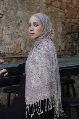 CHALE Cashmere Collection - Tarçın Desen Dokuma Kaşmir Şal