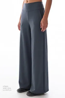 Penti Gri Yüksek Bel Geniş Paça Pantolon