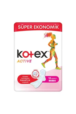 Kotex Hijyenik Ped Active Süper Ekonomik Uzun 18'li