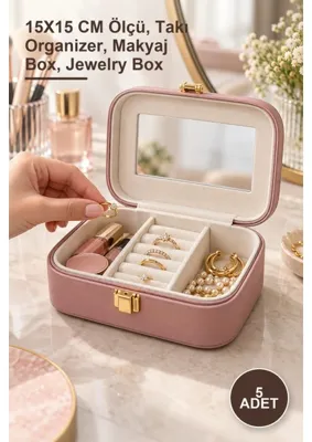 Yenilig 5 Adet Makyaj ve Takı Kutusu – 15X15 cm Ölçü, Takı Organizer, Makyaj Box, Jewelry Box