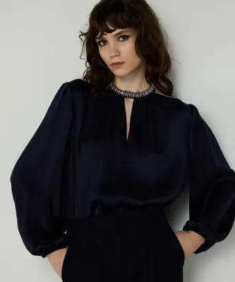 Machka STRASS TAŞLI İPEK BLUZ