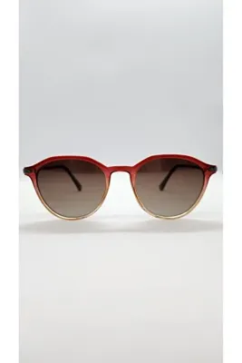 VOGUESSE Şeffaf Kahverengi Oval Model Metal Kollu Unisex Güneş Gözlüğü