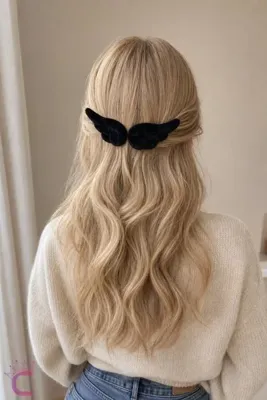 Cinderella 2'li Siyah Melek Kanadı Tasarım Cosplay Saç Tokası - Y2k Kawaii Peluş Klipsli Pens Toka Seti