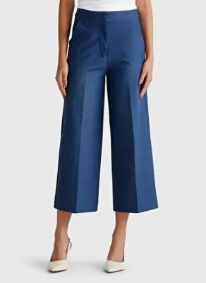 United Colors Of Benetton Kadın Denim Pamuk Karışımlı Cepli Straight Fit Yüksek Bel Pantolon