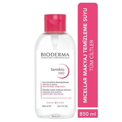 Bioderma Sensibio H2O Hassas ve Normal Ciltler için Micellar Arındırıcı Makyaj Temizleme Suyu 850 ML
