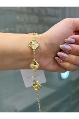 Genel Markalar CM Serisi Paslanmaz Çelik Işınsal Yonca Model Gold Bileklik (Van Cleef Modeli)