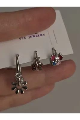Aura jewerly store 3 lü vıp çelik küpe
