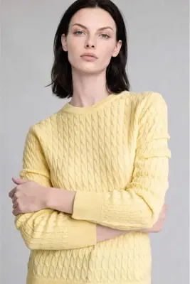 Defacto Regular Fit Bisiklet Yaka Açık Sarı Kazak H8477AX26WN