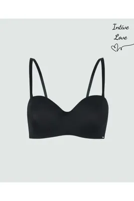 İntive Lingerie NBB Toparlayıcı Balenli Desteksiz Straplez Sütyen – Askılı & Askısız Kullanım, Siyah Ekru Ten Renk