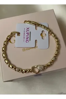 Goche Xuping Altın Kaplama Kalp Figürlü Zirkon Taşlı Kadın Bileklik – Romantik & Işıltılı Model