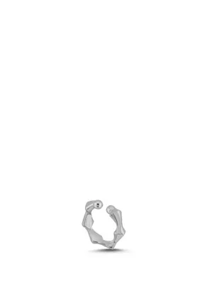 AJA Meya Çiçek Figürlü Beyaz Taşlı Altın Kulak Piercing