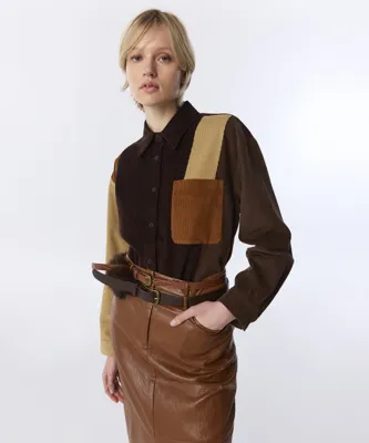 Twist COLORBLOCK KADİFE GÖMLEK
