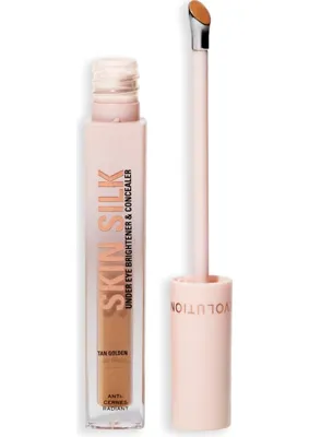 Makeup Revolution Revolution Skin Silk Radiant Serum - Göz Beyazlatıcı - Hiyalüronik Asit ve Skualan ile Nemlendirir ve Düzleştirir - Vegan ve Cruelty-Free - Tan Golden - 4 ml