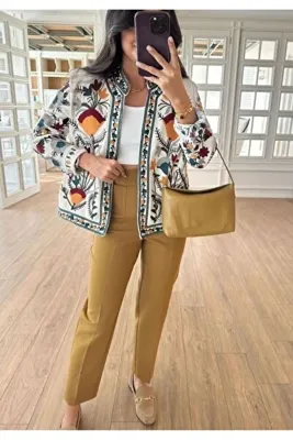 Astrea Butik ETNİK DESEN NAKIŞLI TASARIM CEKET