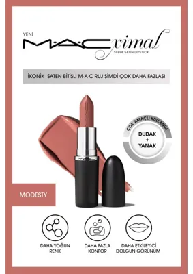 MAC ximal Sleek Satin Lipstick İkonik Saten Bitişli Ruj-MODESTY 3.5GM