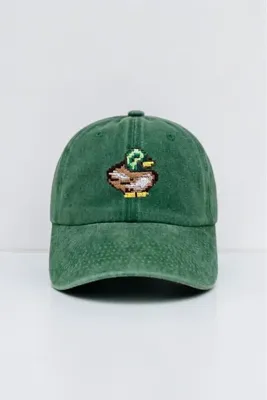 sapkamania Koyu Yeşil Stardew Valley Ördek Nakışlı Yıkamalı Vintage Unisex Baseball Kep