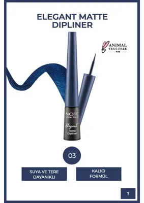 Note Cosmetics Elegant Matte Dipliner Waterproof Suya Dayanıklı - 03 Navy Blue - Mavi