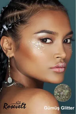 ROSEVELT Jel Form Makyaj Simleri Glitter Işıltılı Yüz Makyajı Gümüş