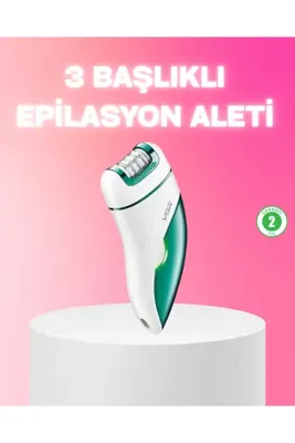 ucuzteknom 3 in 1 Epilatör Metal Başlıklı IPX5 Su Geçirmez 90 Dakika Şarjlı Epilasyon Cihazı