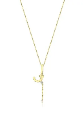 Bendis Design Deniz J Harfi Gold 925 Ayar Gümüş Kadın Kolye