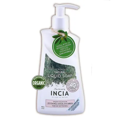 INCIA %100 Doğal Sıvı Kastil Sabunu Hassas Ciltler İçin Zeytinyağlı 10 Bitkisel Değerli Yağ Vegan 250 ml