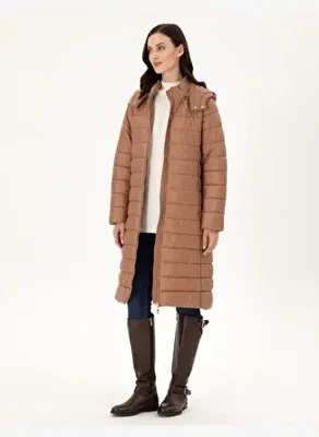 Pierre Cardin Kahverengi Kapüşonlu Kapitone Mont 50297299