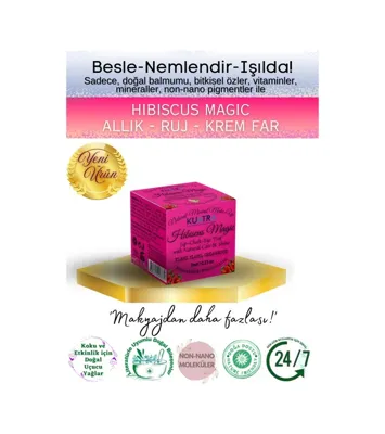 KUATRA Hibiscus Magic Doğal İçerikli Çok Amaçlı Allık, Ruj, Göz Farı Makyaj Beraberinde Çok Değerli Besleyici Cilt Bakımı Kiremit