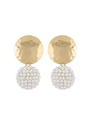 Treasure&Co. Altın Kaplama İnci Top Detaylı Küpe