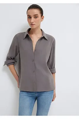 Mavi Gri (TENCEL™) Liyosel Karışımlı Gömlek Regular Fit / Normal Kesim 1211374-90721