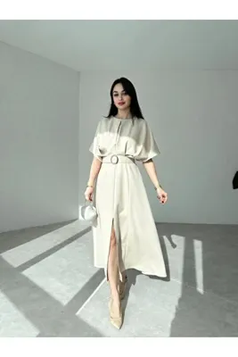 Afiş Butik Kemer Detaylı Midi Elbise