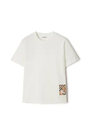 Burberry For Label Cotton Beyaz Pamuklu Kısa Kollu Kadın T-Shirt
