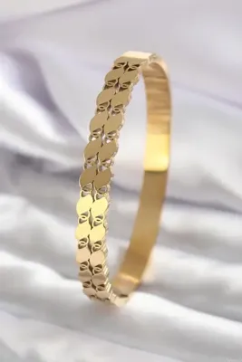 Genel Markalar Çelik Gold Renk Arpa Model İşleme Kadın Kelepçe