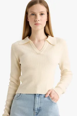 DeFacto Slim Fit Dar Kesim Polo Yaka Triko Kazak