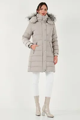 Lela Regular Fit Çıkarılabilir Kapüşonlu Fermuarlı Cepli Şişme Mont  MONT 497EMİLY