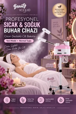 Beauty Vogue Çift Başlıklı Sıcak &amp; Soğuk Buhar Ve Ozon Makinesi Ozonlu Sıcak Buhar