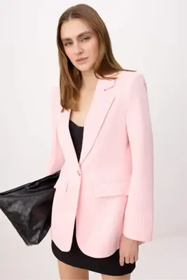TRENDYOLMİLLA Pembe Aksesuar Düğmeli Regular/Normal Kalıp Dokuma Blazer Ceket TWOSS26BC00020