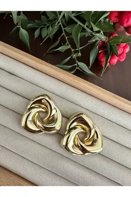 ringbox Gold Üçgen Döngü Küpe