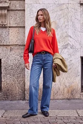 TRENDYOLMİLLA Wardrobe Essentials Mavi DÖKÜMLÜ Normal Bel Wide Leg Geniş Paça Jeans TWOAW27JE00041