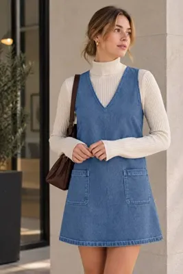 NOREVÉ Jean Dress Light Blue