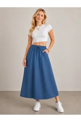Moda Kazanç Açık renk kot etek