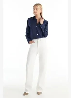 Ted Baker KIRIK BEYAZ SLOANE GENİŞ PAÇA JEAN PANTOLON