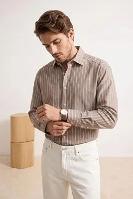 TRENDYOL MAN Vizon Pamuklu Regular Erkek Gömlek TMNAW26GO00026