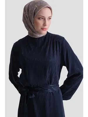 ARMİNE Jakarlı Elbise Lacivert