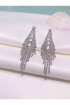 Furtek Aksesuar Kadın Lady Model Sallantılı Zirkon Taşlı Bijuteri Küpe Abiye Günlük Düğün Nişan Balo Trend